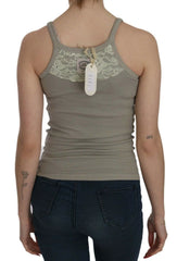 PINK MEMORIES Beige Sleeveless Spaghetti Strap Tank Blouse - Tank Tops