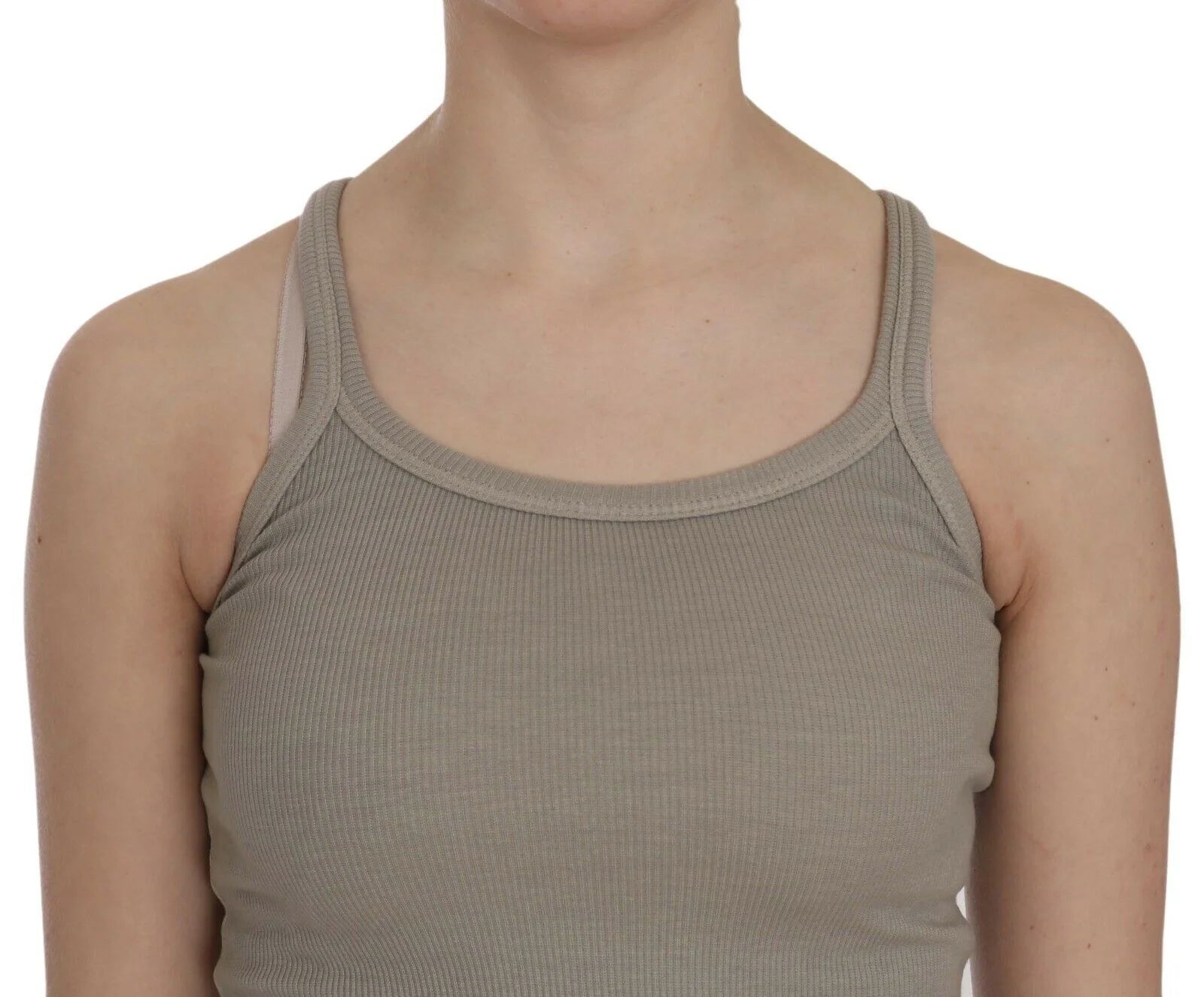 PINK MEMORIES Beige Sleeveless Spaghetti Strap Tank Blouse - Tank Tops