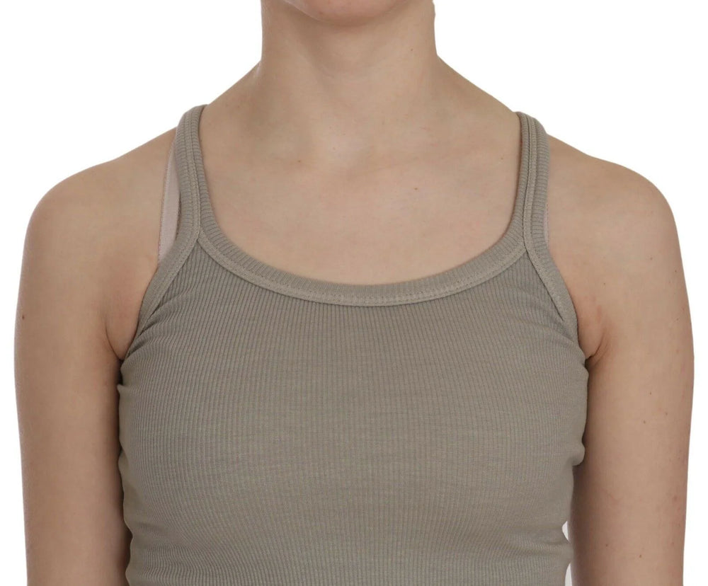 PINK MEMORIES Beige Sleeveless Spaghetti Strap Tank Blouse - Tank Tops