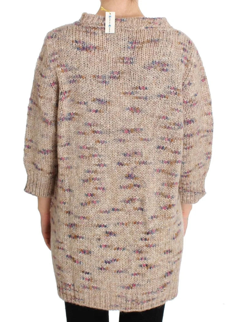PINK MEMORIES Beige Wool Blend Knitted Oversize Sweater - IT42|M - Sweaters