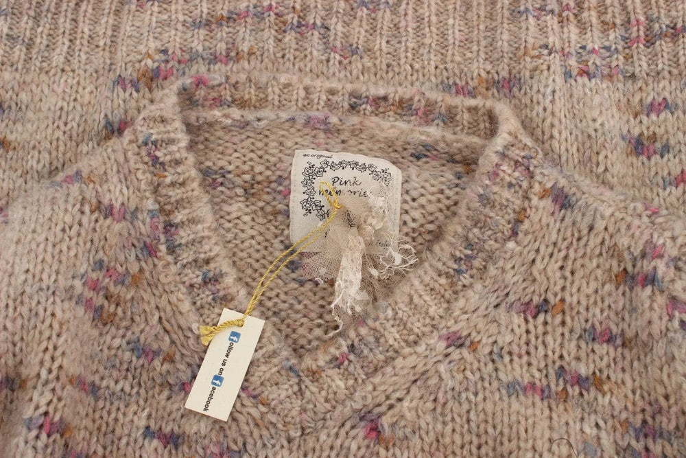 PINK MEMORIES Beige Wool Blend Knitted Oversize Sweater - IT42|M - Sweaters