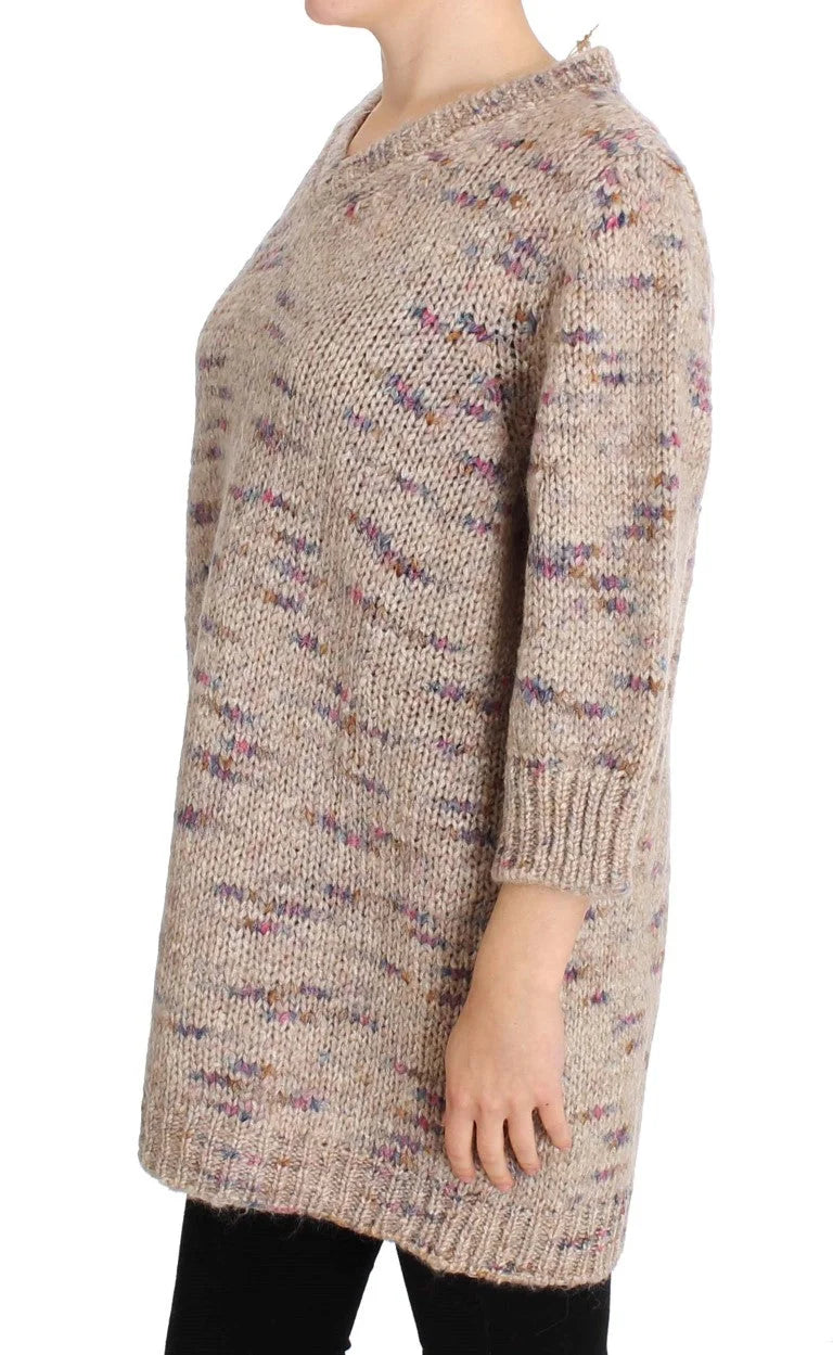 PINK MEMORIES Beige Wool Blend Knitted Oversize Sweater - IT42|M - Sweaters