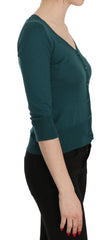 PINK MEMORIES Blue Green Cotton 3/4 Sleeve Cardigan Top Blouse - IT38|XS - Cardigans