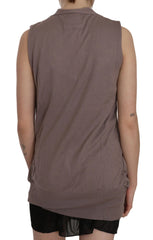 PINK MEMORIES Brown 100% Cotton Sleeveless Cardigan Top Vest - Cardigans