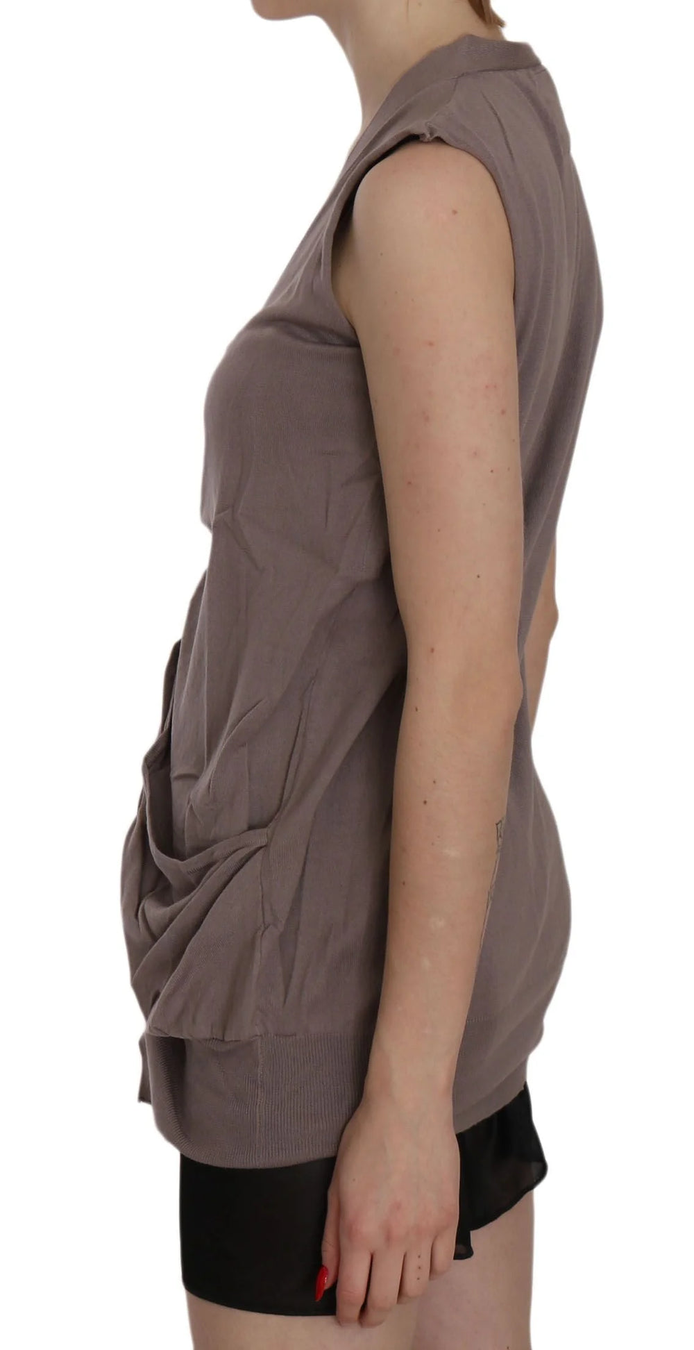 PINK MEMORIES Brown 100% Cotton Sleeveless Cardigan Top Vest - Cardigans