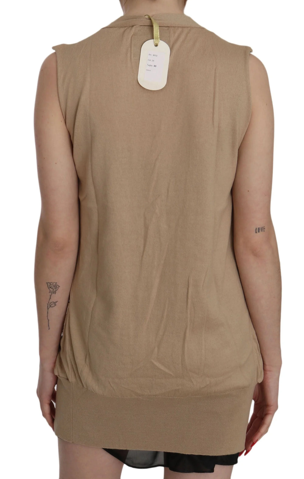 PINK MEMORIES Brown 100% Cotton Sleeveless Cardigan Top Vest - Cardigans