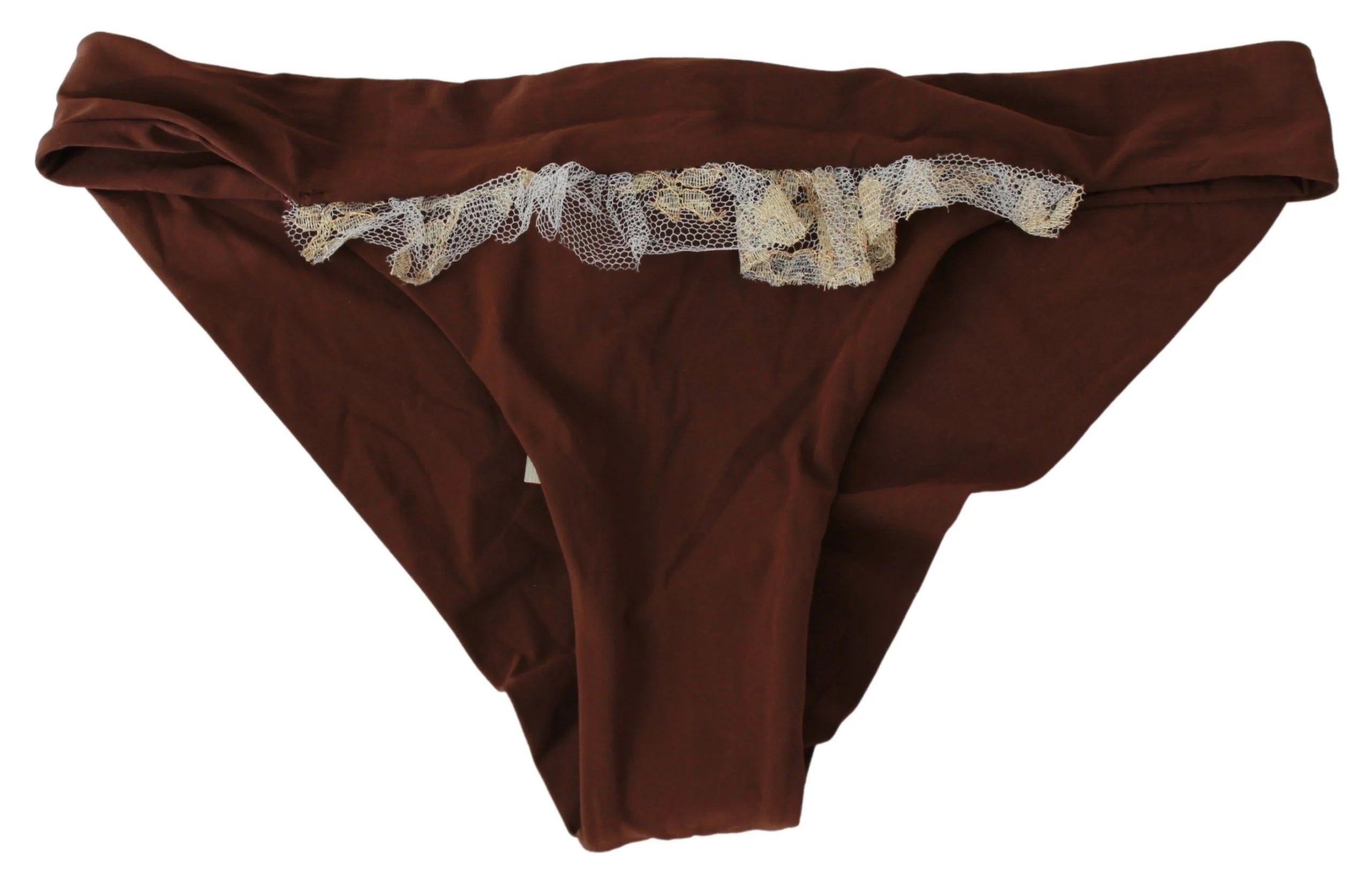 PINK MEMORIES Brown Lace Beachwear Two Piece Bikini Swimsuit - IT42|M