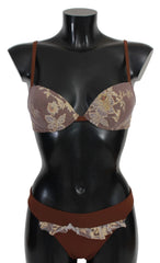 PINK MEMORIES Brown Lace Beachwear Two Piece Bikini Swimsuit - IT42|M