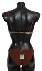 PINK MEMORIES Brown Lace Beachwear Two Piece Bikini Swimsuit - IT42|M