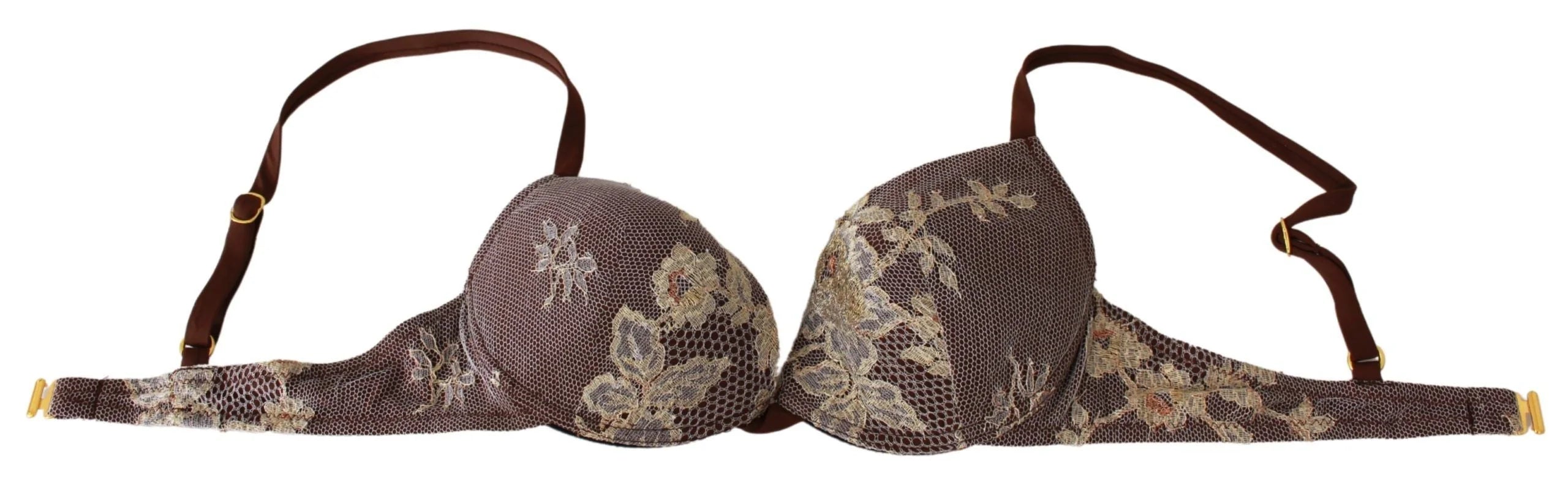 PINK MEMORIES Brown Lace Beachwear Two Piece Bikini Swimsuit - IT42|M