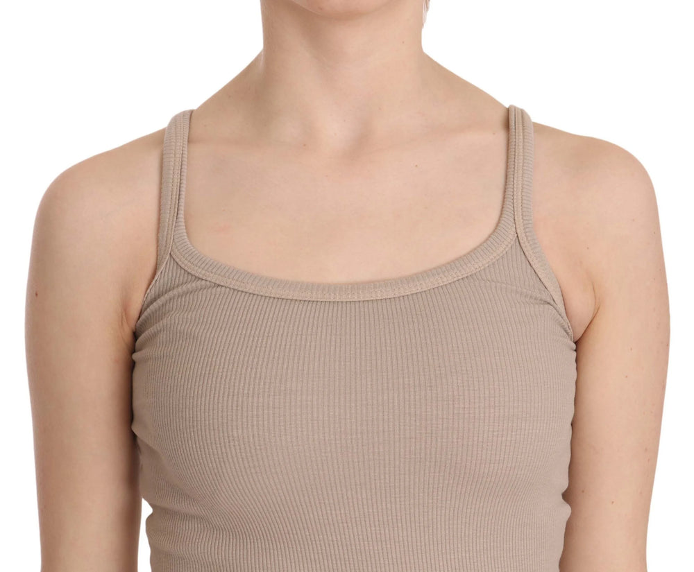 PINK MEMORIES Brown Sleeveless Spaghetti Strap Top Blouse - Tank Tops