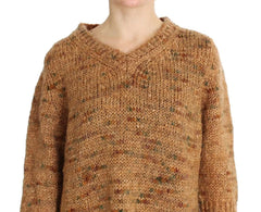 PINK MEMORIES Brown Wool Blend Knitted Oversize Sweater - Sweaters