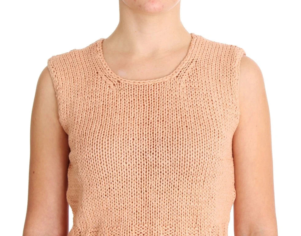 PINK MEMORIES Pink Cotton Blend Knitted Sleeveless Sweater - One Size - Sweaters