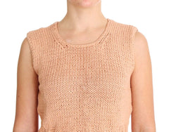 PINK MEMORIES Pink Cotton Blend Knitted Sleeveless Sweater - One Size - Sweaters