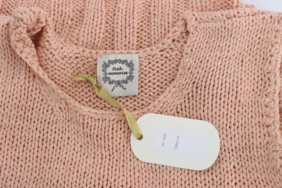 PINK MEMORIES Pink Cotton Blend Knitted Sleeveless Sweater - One Size - Sweaters