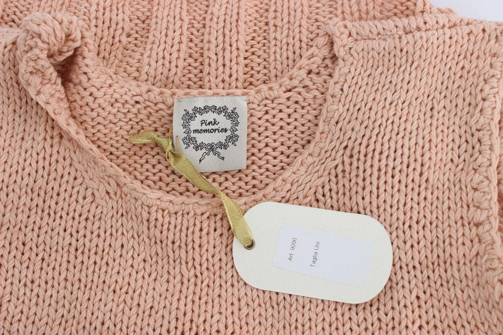PINK MEMORIES Pink Cotton Blend Knitted Sleeveless Sweater - One Size - Sweaters