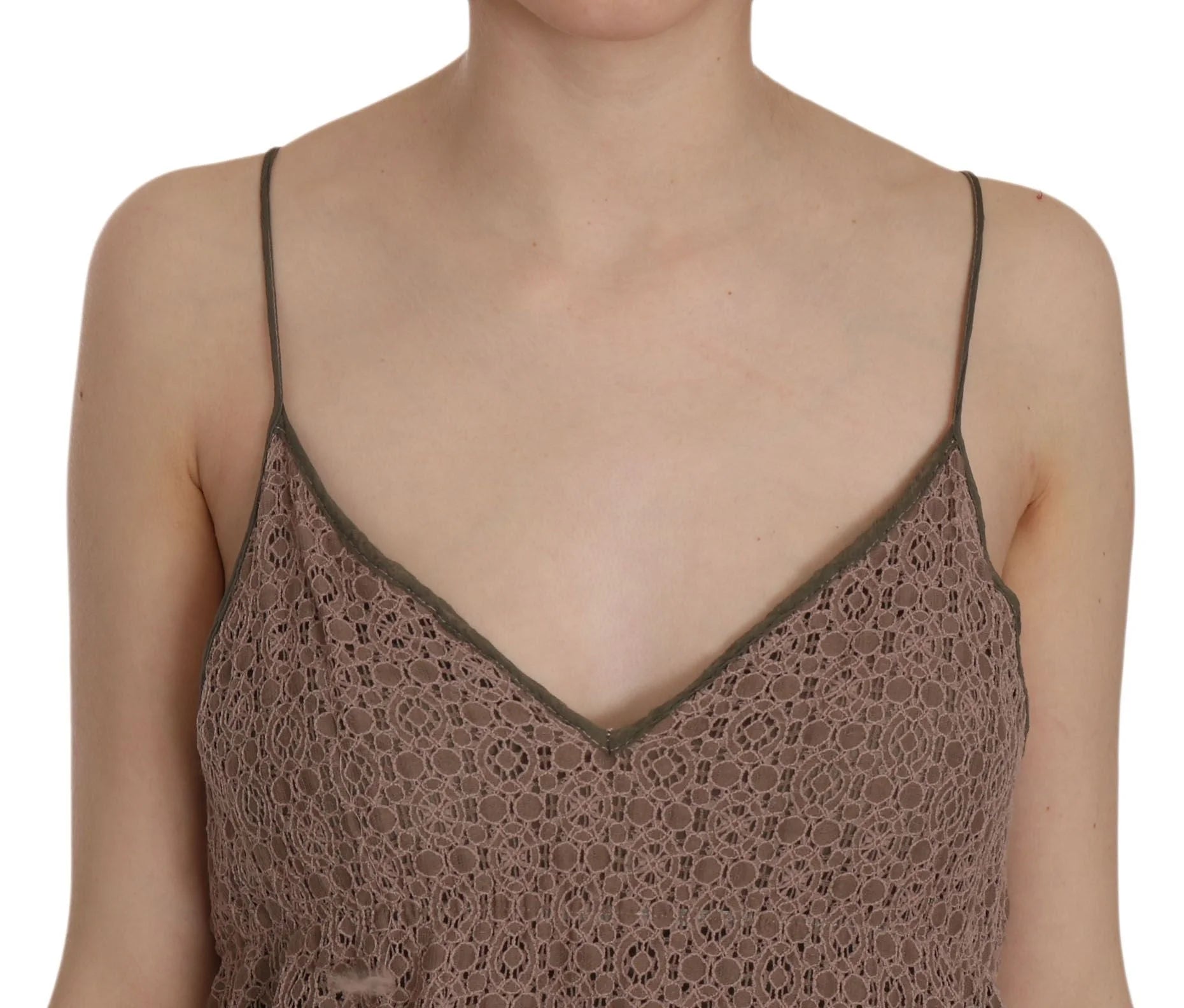 PINK MEMORIES Cotton Green Spaghetti Strap A-line Mini Dress - IT46|XL - Dresses