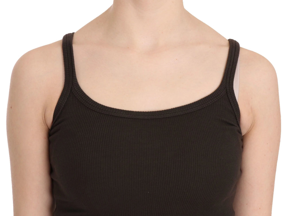 PINK MEMORIES Dark Brown Sleeveless Spaghetti Strap Blouse - Tank Tops