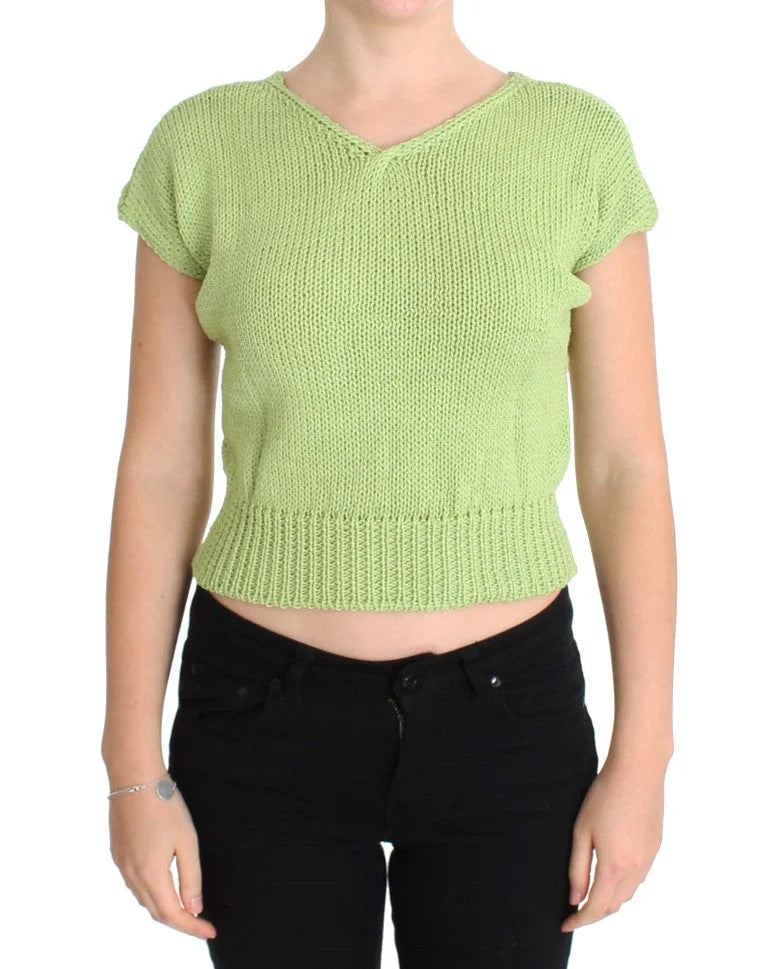 PINK MEMORIES Green Cotton Blend Knitted Sweater - One Size - Sweaters