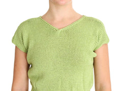 PINK MEMORIES Green Cotton Blend Knitted Sweater - One Size - Sweaters