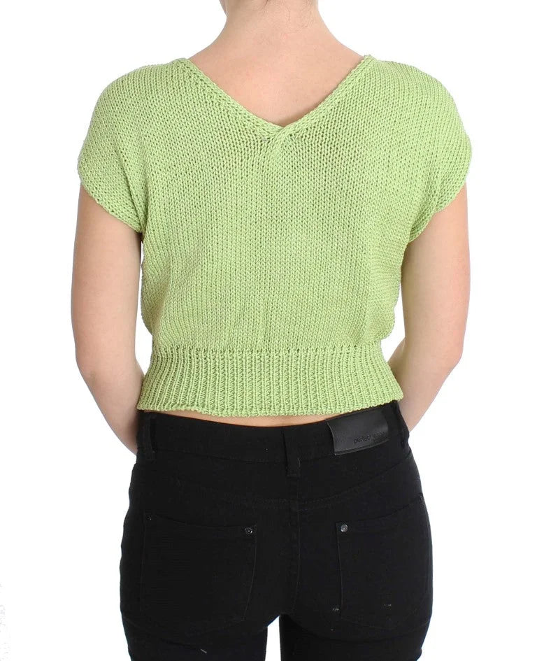 PINK MEMORIES Green Cotton Blend Knitted Sweater - One Size - Sweaters