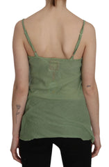 PINK MEMORIES Green Silk Spaghetti Strap Tank Top Blouse - IT42|M - Tank Tops