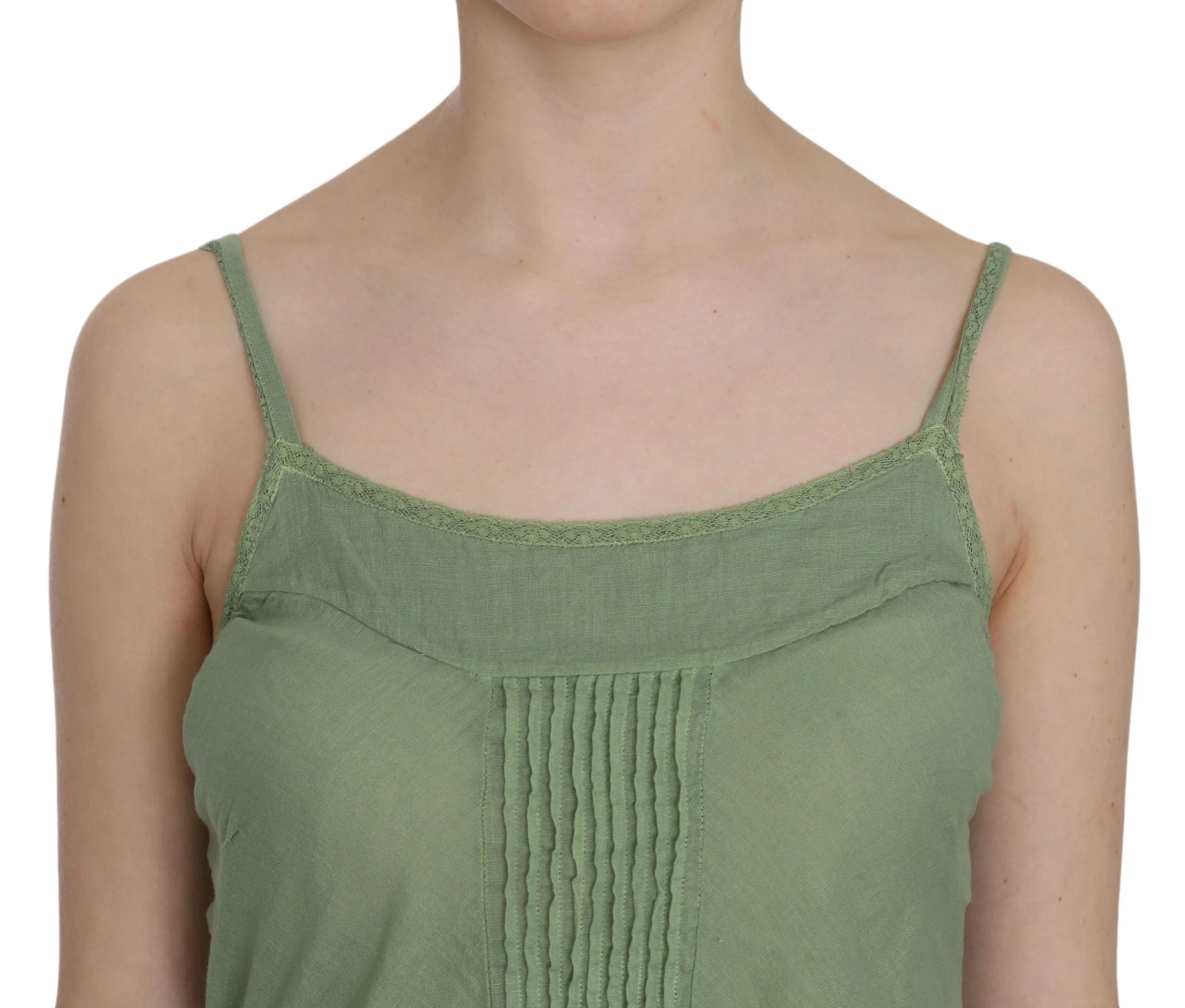 PINK MEMORIES Green Silk Spaghetti Strap Tank Top Blouse - IT42|M - Tank Tops