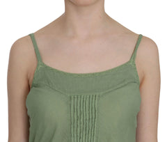 PINK MEMORIES Green Silk Spaghetti Strap Tank Top Blouse - IT42|M - Tank Tops