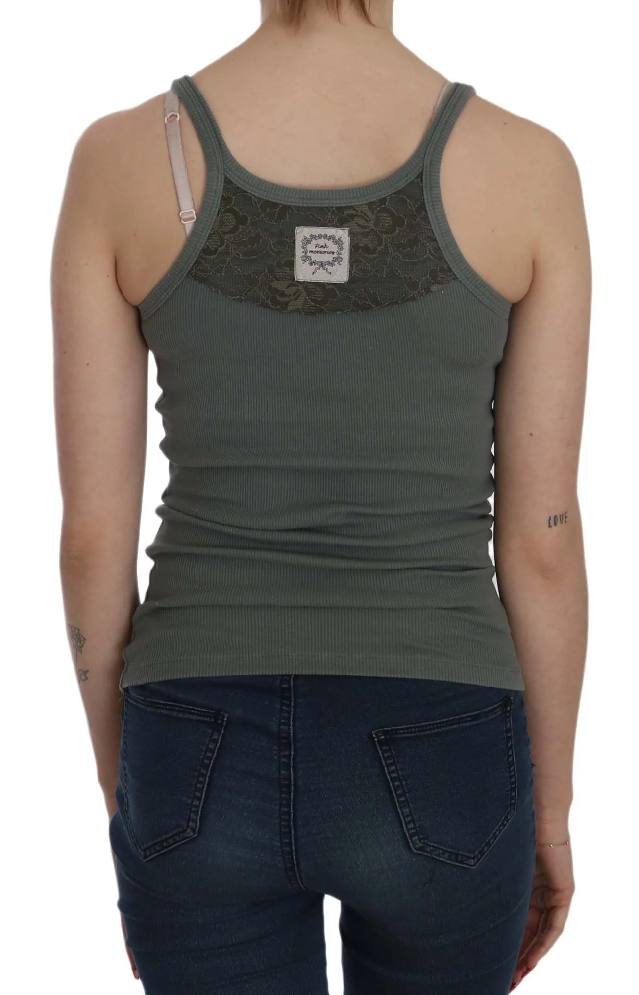 PINK MEMORIES Green Sleeveless Spaghetti Tank T-Shirt Blouse - IT40|S - Tank Tops