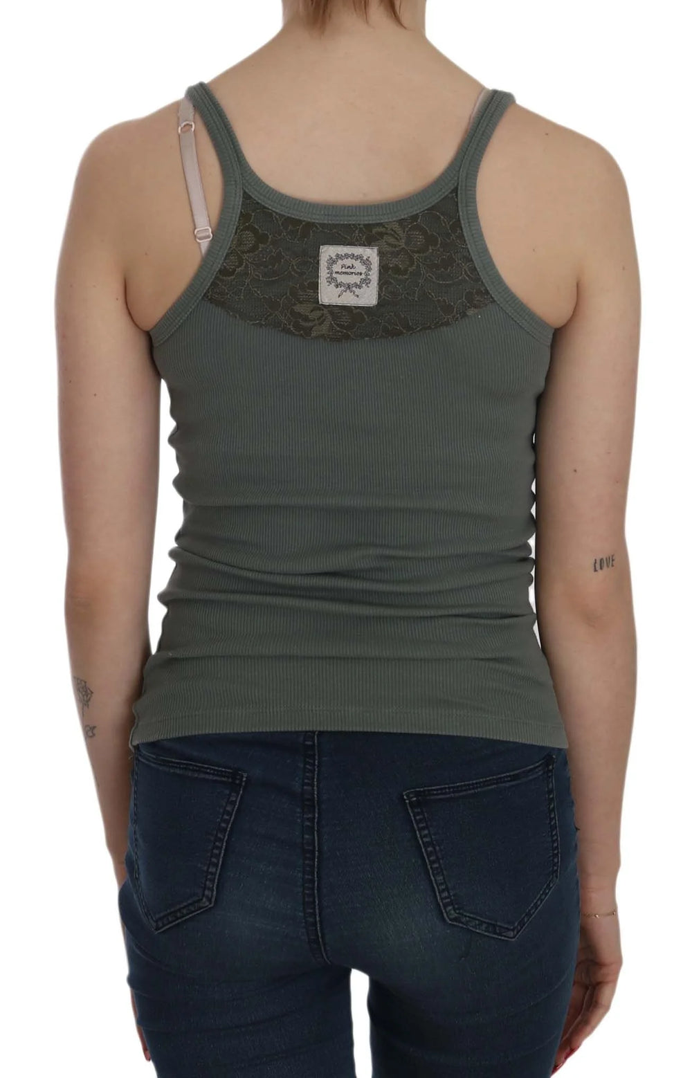 PINK MEMORIES Green Sleeveless Spaghetti Tank T-Shirt Blouse - IT40|S - Tank Tops