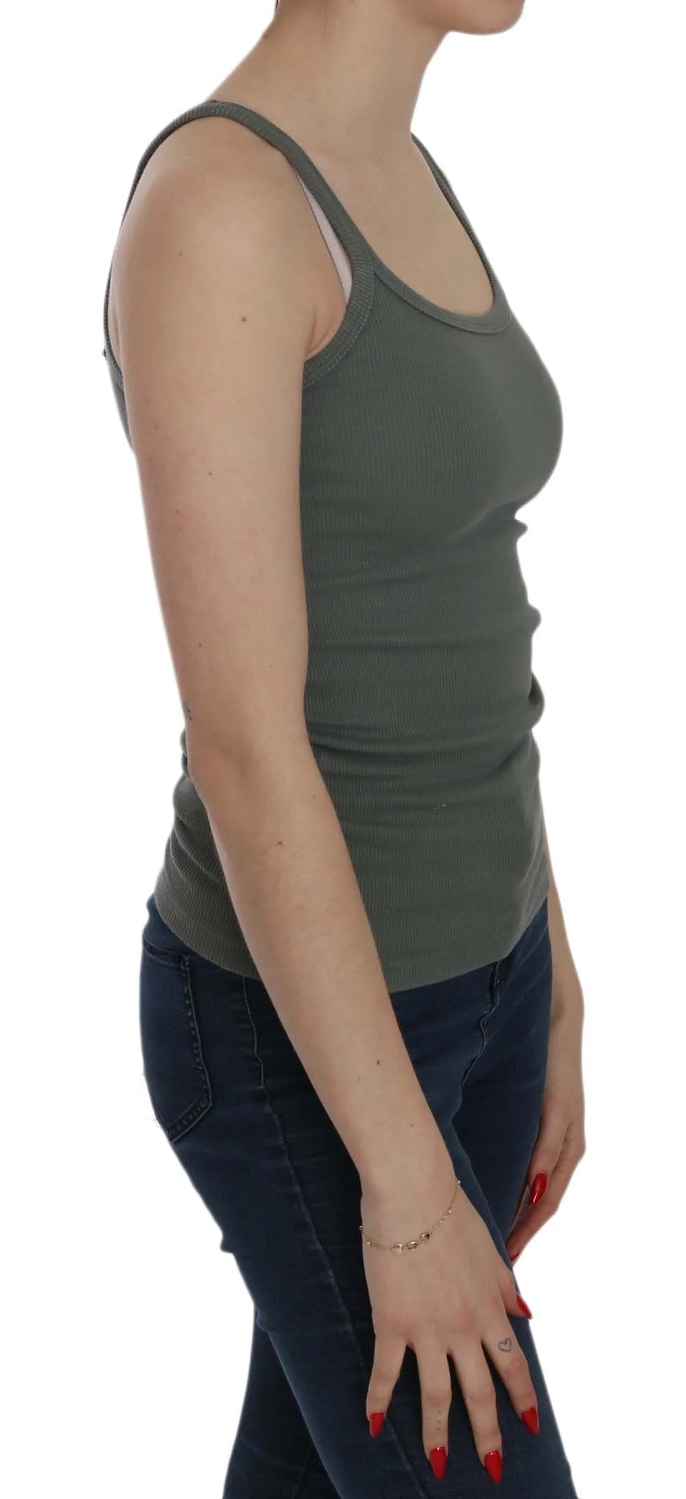 PINK MEMORIES Green Sleeveless Spaghetti Tank T-Shirt Blouse - IT40|S - Tank Tops