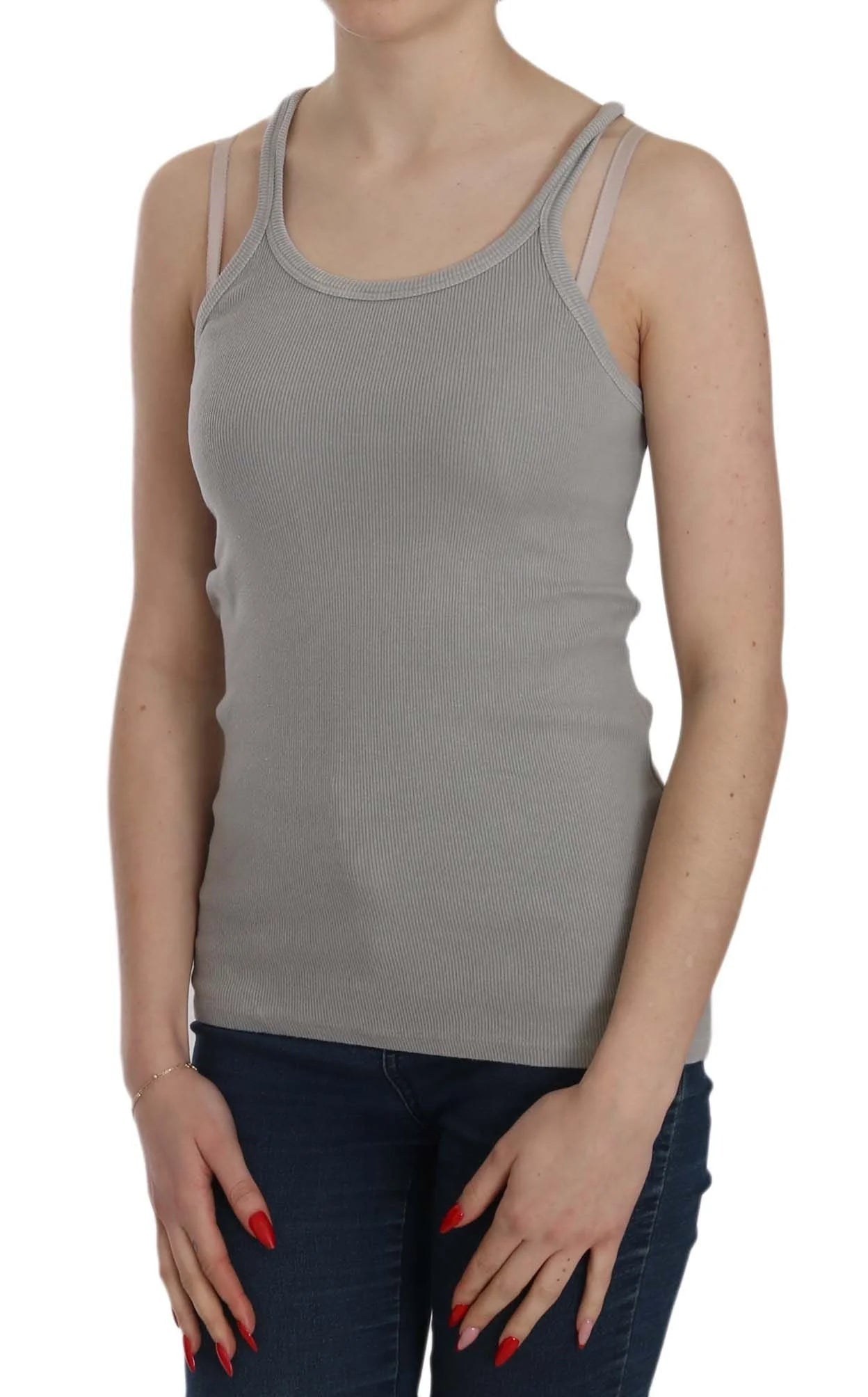 PINK MEMORIES Grey Sleeveless Spaghetti Strap Shirt - IT46|XL - Tank Tops