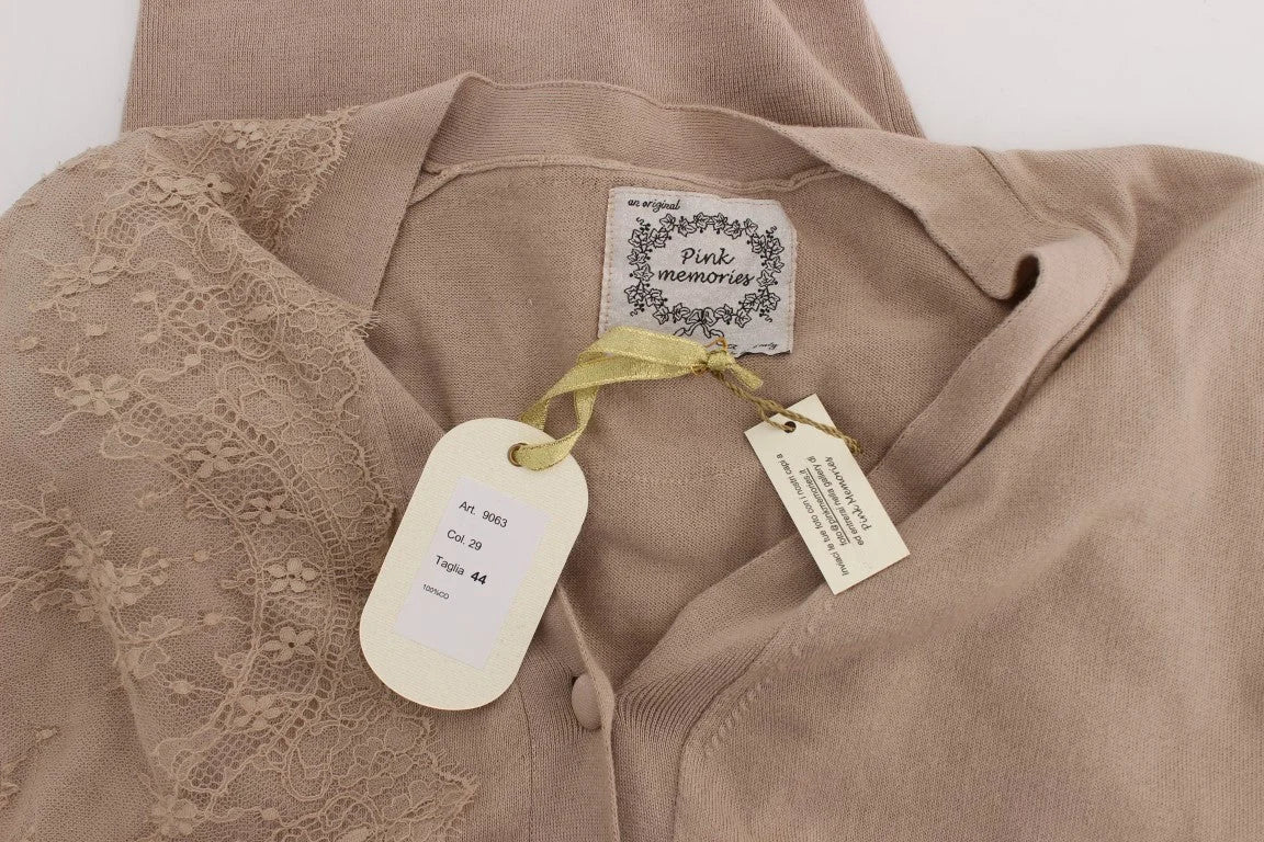 PINK MEMORIES Pink Lace Cotton Cardigan Sweater - IT44|L - Cardigans