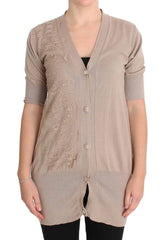 PINK MEMORIES Pink Lace Cotton Cardigan Sweater - IT44|L - Cardigans