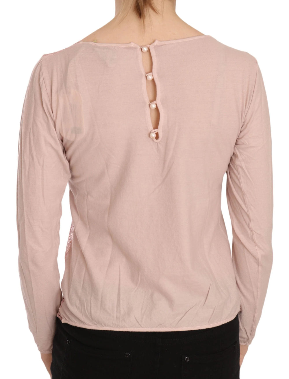 PINK MEMORIES Pink Lace See Through Long Sleeve Top Blouse - IT42 | S - Blouses