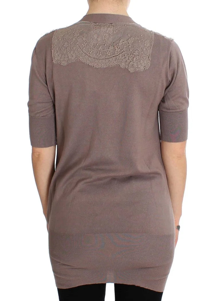 PINK MEMORIES Purple Lace Cotton Cardigan Sweater - Cardigans