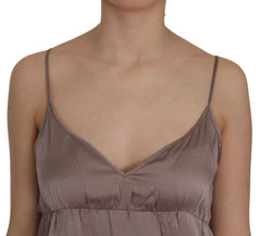 PINK MEMORIES Purple Spaghetti A-line Mini Silk Dress - Dresses