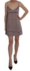 PINK MEMORIES Purple Spaghetti A-line Mini Silk Dress - Dresses