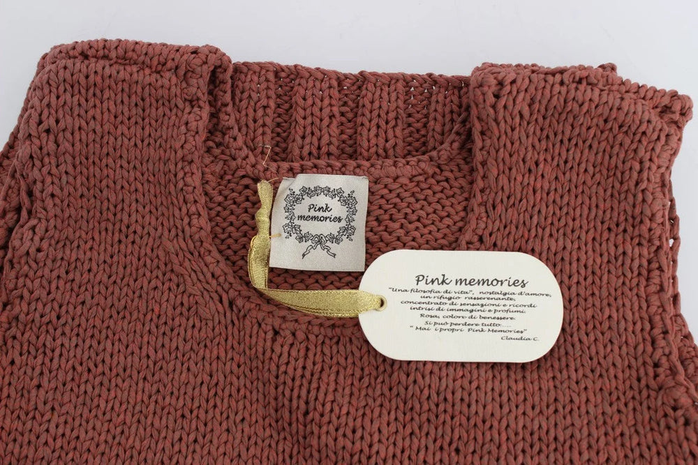PINK MEMORIES Red Cotton Blend Knitted Sleeveless Sweater - One Size - Sweaters