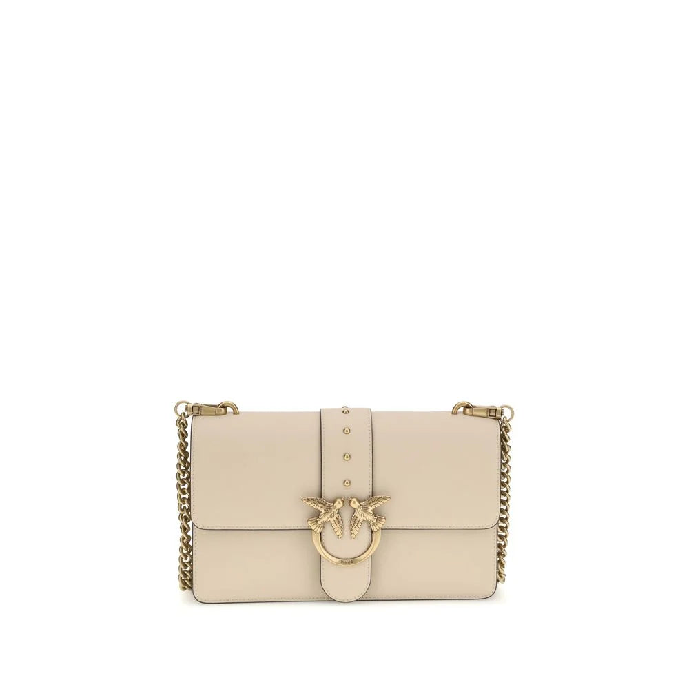 PINKO Beige Calf Leather Bos Taurus Shoulder Bag