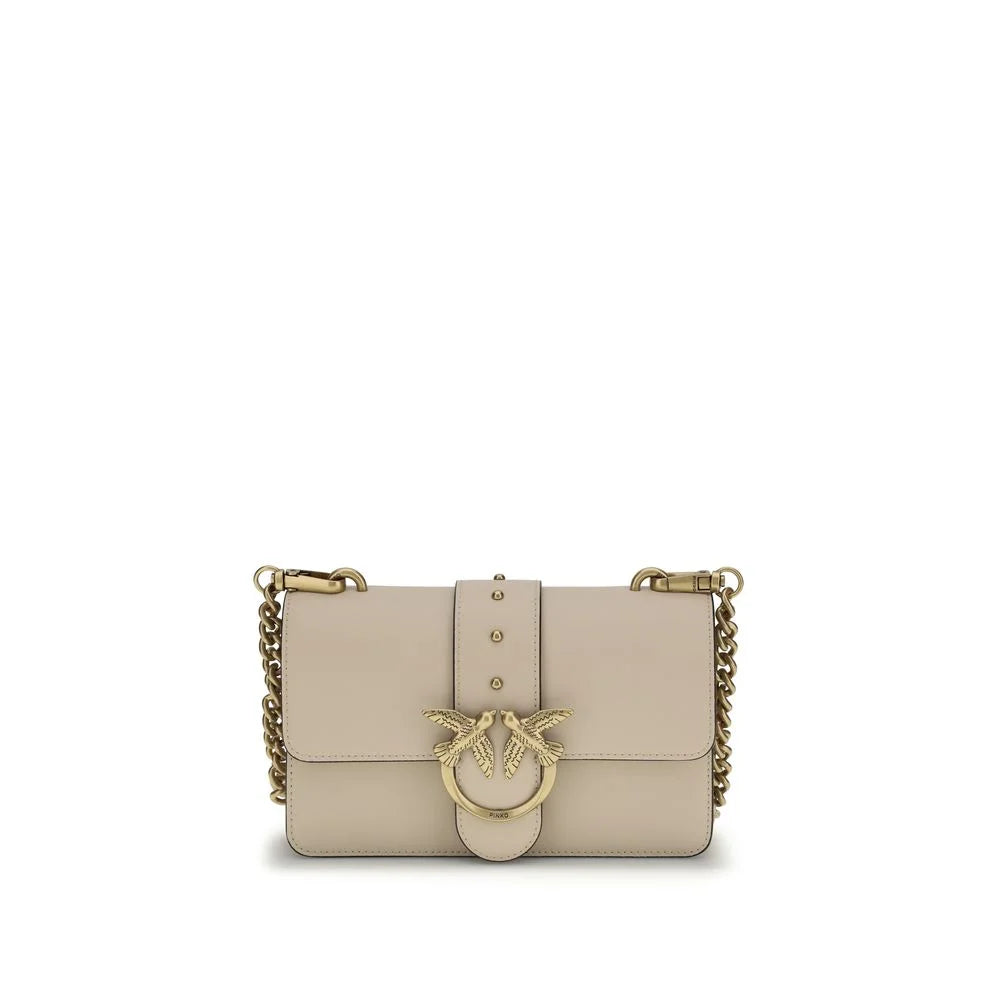 PINKO Beige Calf Leather Bos Taurus Shoulder Bag