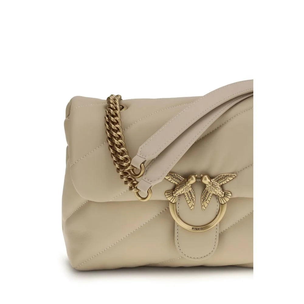 PINKO Beige Calf Leather Bos Taurus Shoulder Bag