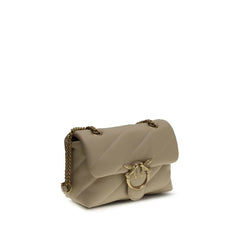PINKO Beige Calf Leather Bos Taurus Shoulder Bag