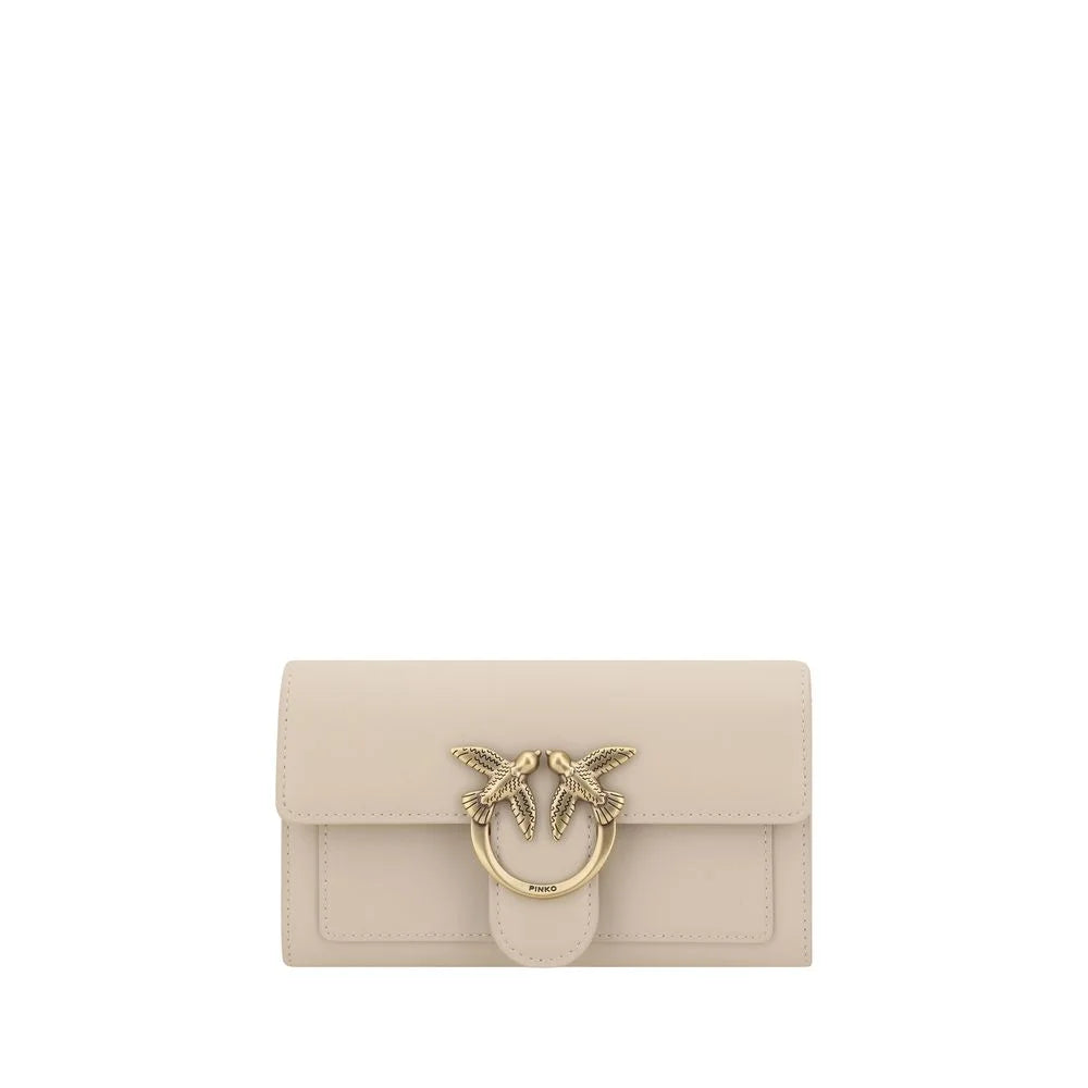PINKO Beige Calf Leather Bos Taurus Shoulder Bag