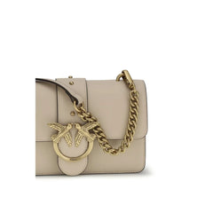 PINKO Beige Calf Leather Bos Taurus Shoulder Bag