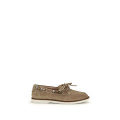 PINKO Beige Calf Leather Bos Taurus Slip-On Loafers