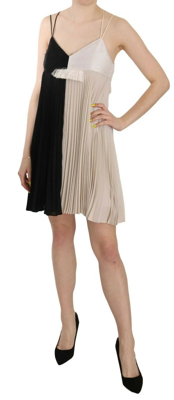 PINKO Black and White Mini Sleeve less A-line Princess Dress - IT42|M - Dresses