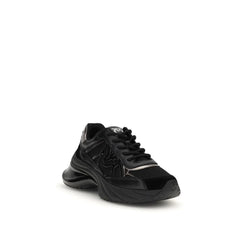PINKO Black Calf Leather Bos Taurus Chunky Sneakers