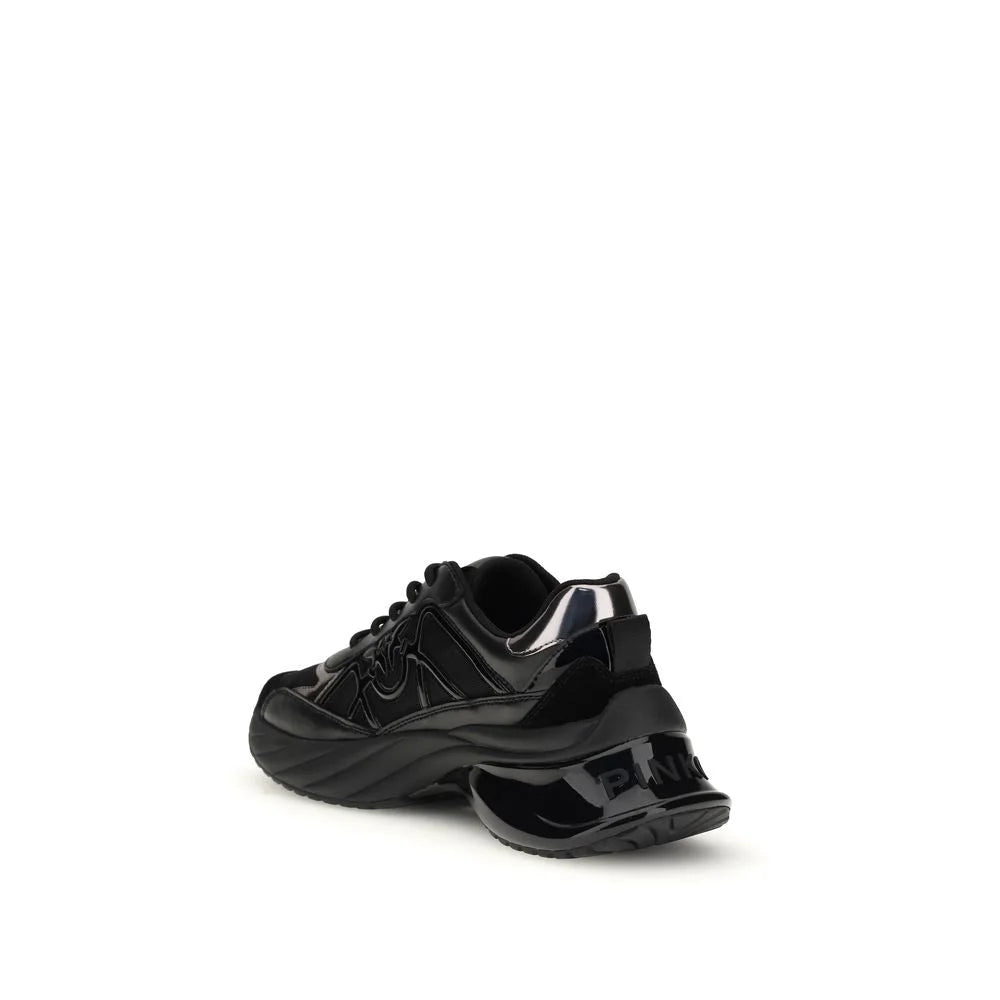 PINKO Black Calf Leather Bos Taurus Chunky Sneakers