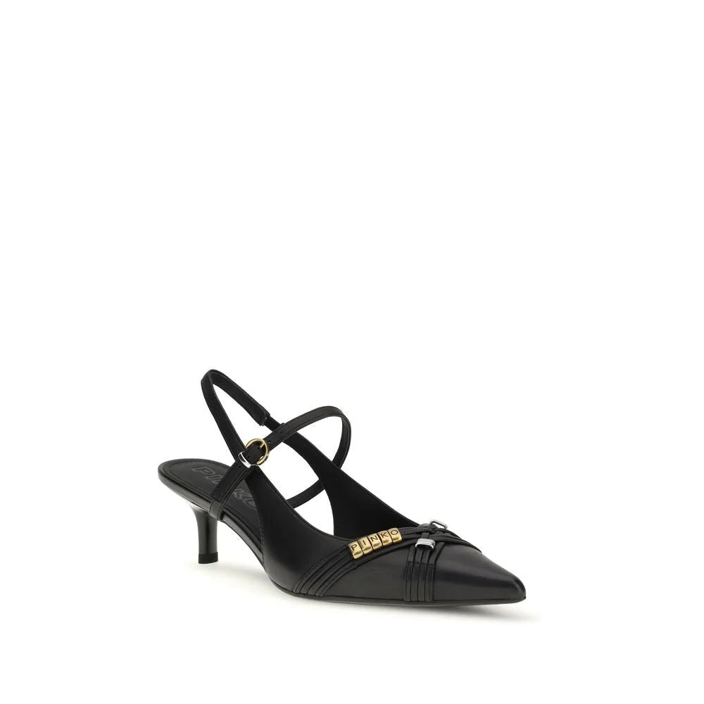 PINKO Black Calf Leather Bos Taurus Pumps - EU39/US9
